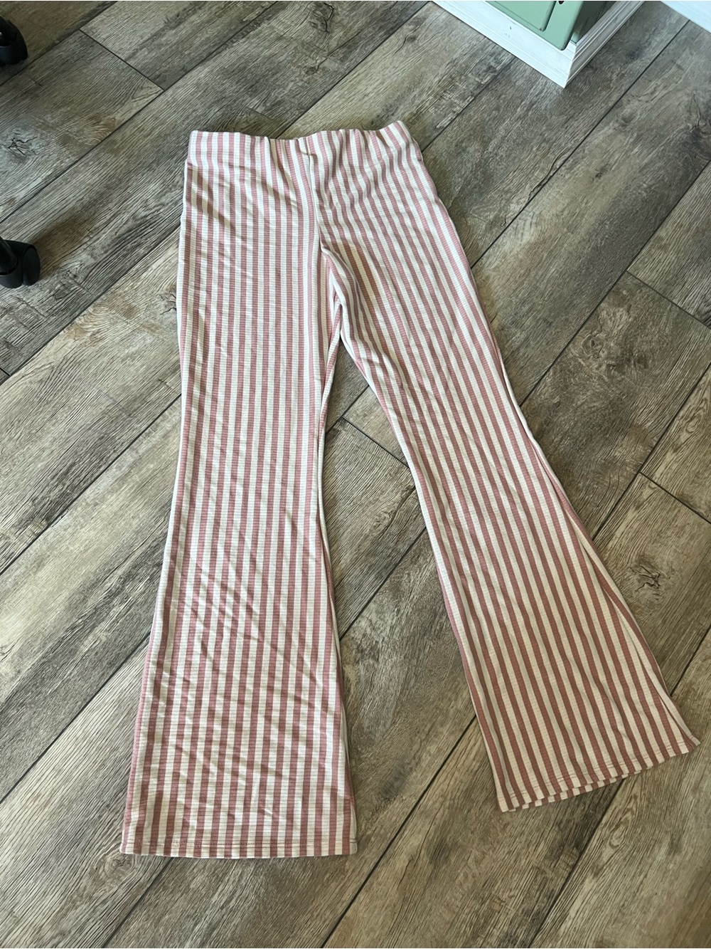 Daytrip Cream and Pink Striped Knit Pants